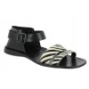 Sandale  Zeus 1825 cuir noir et façon zèbre