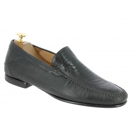 Moccasin Mezlan 7207 genuine black ostrich leg