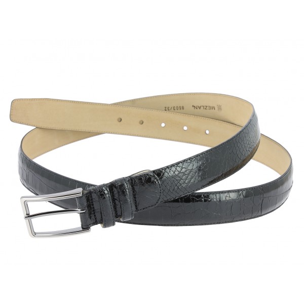 Mezlan genuine black crocodile leather belt
