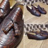 Moccasin with Pompons Center 51 3136 Will brown leather python print finish
