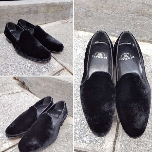 Moccasin slippers sleepers Center 51 Duke  black velvet