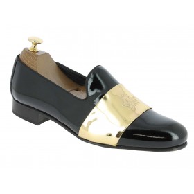 Mocassin slippers sleepers Center 51 clubber cuir vernis noir