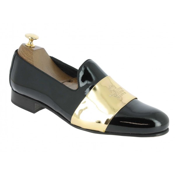 Mocassin slippers sleepers Center 51 clubber cuir vernis noir