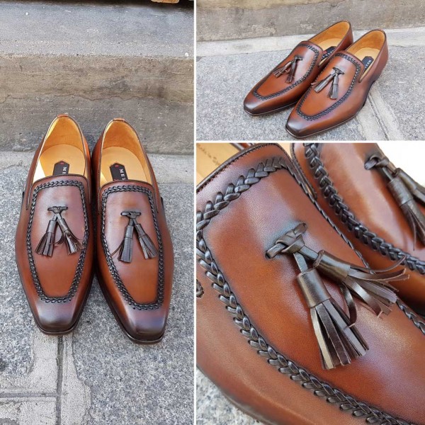 Mocassin à pompons Mezlan 8452 cuir marron