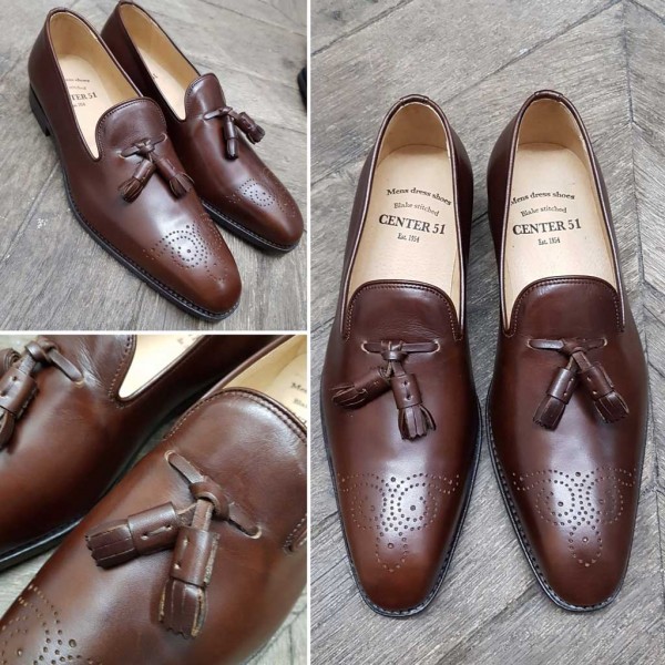 Mocassin à pompons Center 51 12836 New York cuir marron