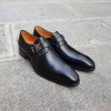 Monk strap shoe Mezlan 4594 genuine black lizard