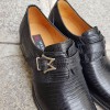 Chaussure à boucle Mezlan 4594 véritable lézard noir