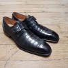 Chaussure à boucle Mezlan 4312 véritable crocodile noir
