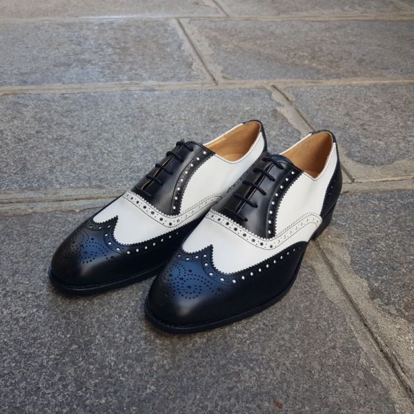 Oxford shoe Center 51  3763 Tim black and white leather