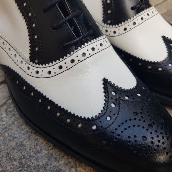 Richelieu Center 51 3763 Tim cuir bicolore noir et blanc