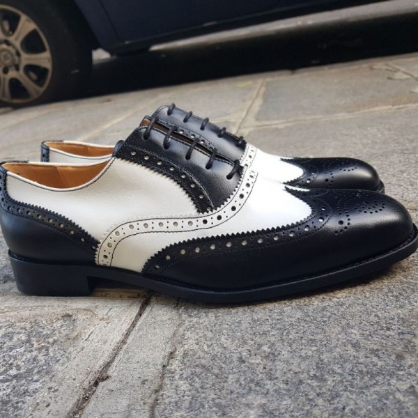 Oxford shoe Center 51  3763 Tim black and white leather