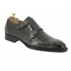 Chaussure à double boucles Mezlan 3998 véritable crocodile gris