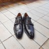 Double Monk strap shoe Mezlan 3998 genuine grey crocodile