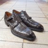 Chaussure à double boucles Mezlan 3998 véritable crocodile gris