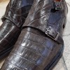Double Monk strap shoe Mezlan 3998 genuine grey crocodile