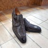 Double Monk strap shoe Mezlan 3998 genuine grey crocodile
