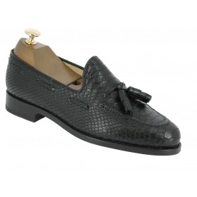 Mocassin à pompons Center 51 3136 Will cuir façon python noir