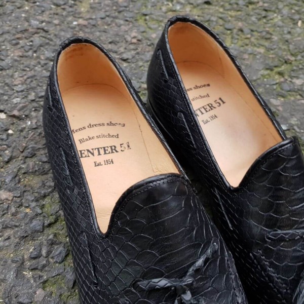 Mocassin à pompons Center 51 3136 Will cuir façon python noir