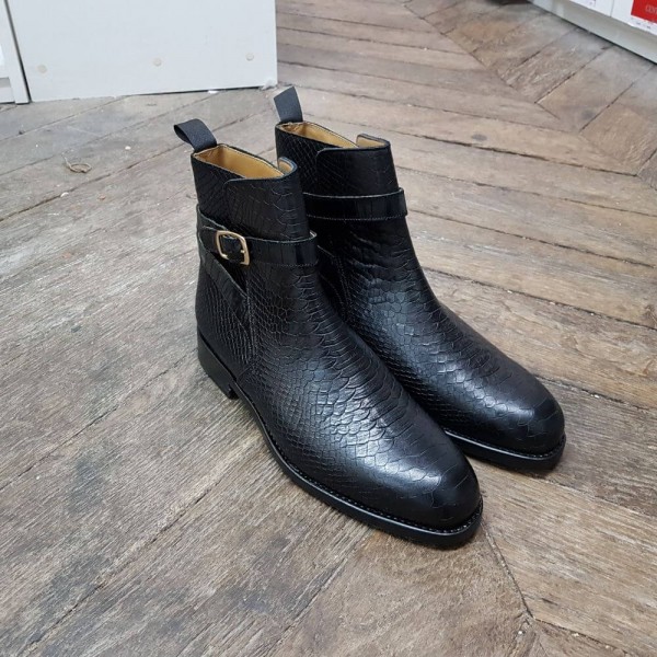 Bottine Center 51 6191 Reno cuir noir façon pyton