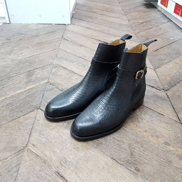 Bottine Center 51 6191 Reno cuir noir façon pyton