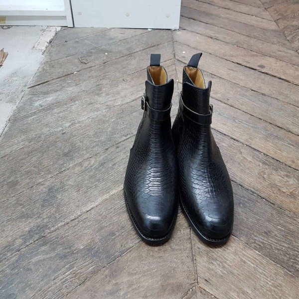 Bottine Center 51 6191 Reno cuir noir façon pyton