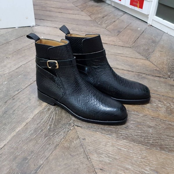 Bottine Center 51 6191 Reno cuir noir façon pyton