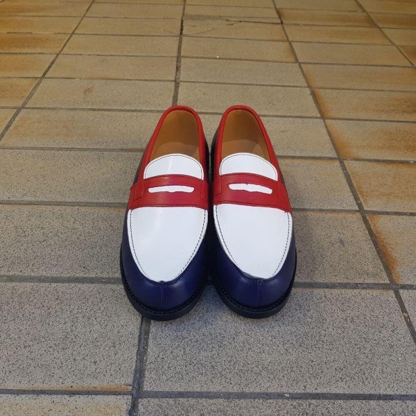 Mocassin Femme Center 51 0622 Wendy cuir multicolore bleu blanc rouge