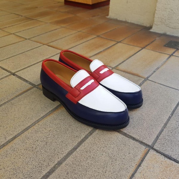 Mocassin Femme Center 51 0622 Wendy cuir multicolore bleu blanc rouge