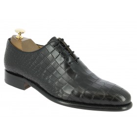 Richelieu Berwick 3407 cuir noir façon crocodile