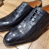 Richelieu Berwick 3407 cuir noir façon crocodile