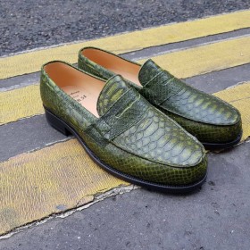 Mocassin Center 51 1961 Tod cuir façon python vert