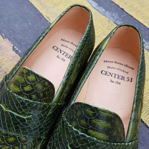Mocassin Center 51 1961 Tod cuir façon python vert
