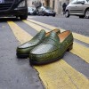 Moccasin Center 51 1961 Tod green leather python print finish