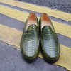 Moccasin Center 51 1961 Tod green leather python print finish