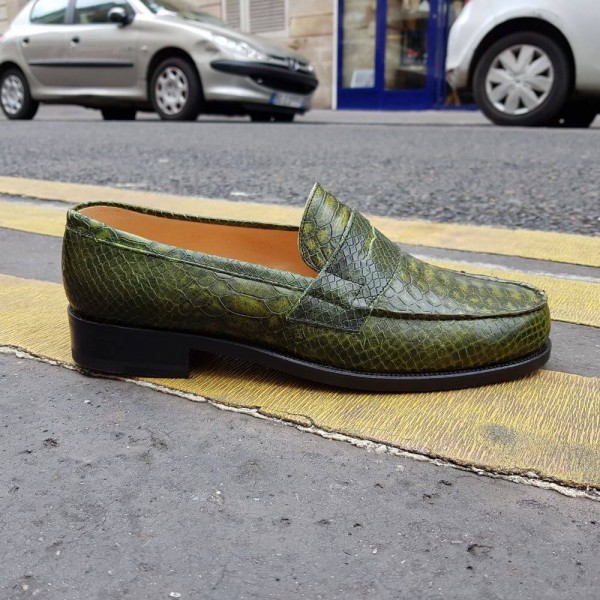 Mocassin Center 51 1961 Tod cuir façon python vert