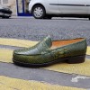 Moccasin Center 51 1961 Tod green leather python print finish