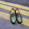Moccasin Center 51 1961 Tod green leather python print finish