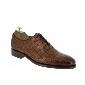 Richelieu Berwick 3407 cuir marron façon crocodile