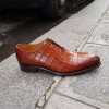 Oxford shoe Berwick 3407 brown leather crocodile print finish