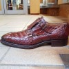Double Monk strap shoe Mezlan 3998 genuine brown crocodile