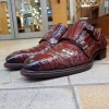 Double Monk strap shoe Mezlan 3998 genuine brown crocodile