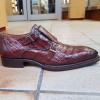 Double Monk strap shoe Mezlan 3998 genuine brown crocodile