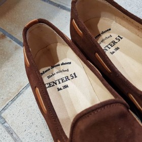 Mocassin à pompons Center 51 3136 Will daim tabac pompons cuir marron