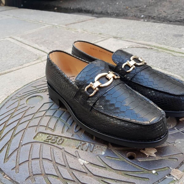 Mocassin Center 51 13083 cuir façon python noir