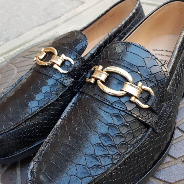 Mocassin Center 51 13083 cuir façon python noir