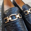 Moccasin Center 51 13083 black leather python print finish