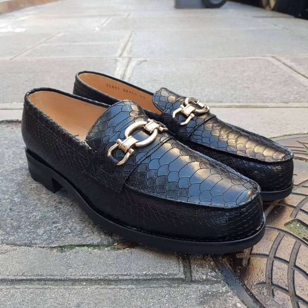 Mocassin Center 51 13083 cuir façon python noir