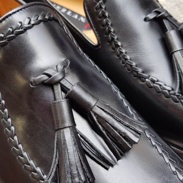 Mocassin à pompons Mezlan 8452 cuir noir