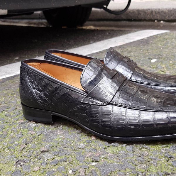 Mocassin Mezlan 4450 véritable crocodile noir