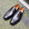 Moccasin Mezlan 4450 genuine black crocodile